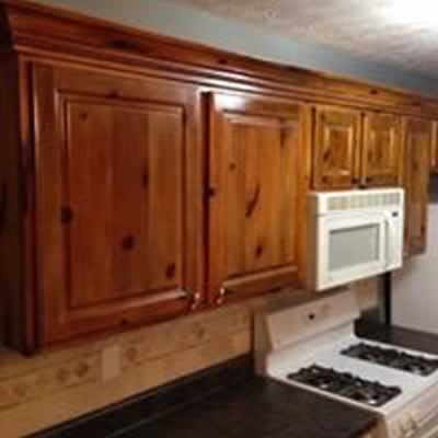 Cabibet Ater Faux Transformation to Knotty Pine